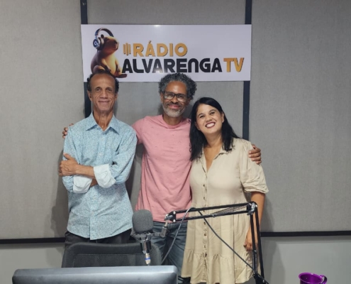 Silvio Tadeu, Cuba e Gislene depois da gravação do Arteculando (Foto: Gabriel Gonçalves - Caixote Digital)