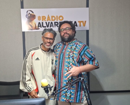 O apresentador Alexandre Cuba e o convidado Daniel Fagundes (Foto: Conrado Parra)
